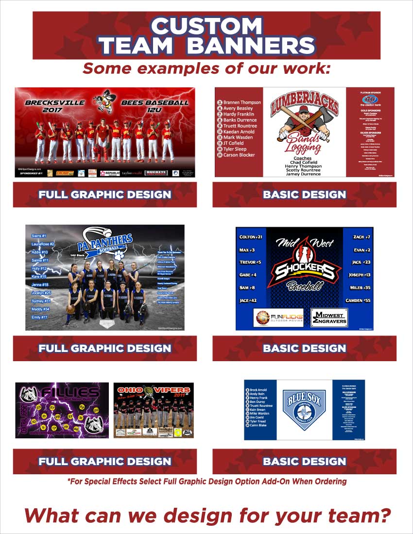 Custom Team Banners and Athletic Banners, All Sport Designs